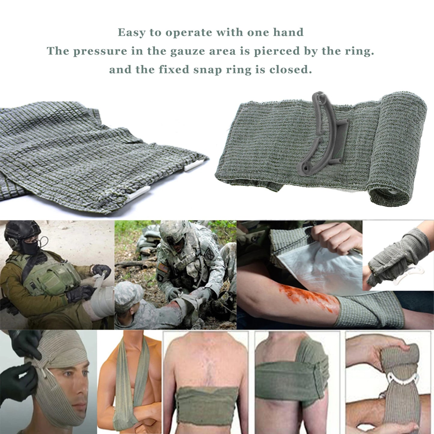 Israeli Bandage 4/6in — Emergency Combat Wound Dressing, Tactical Compression First Aid for IFAK & Military Medical Use