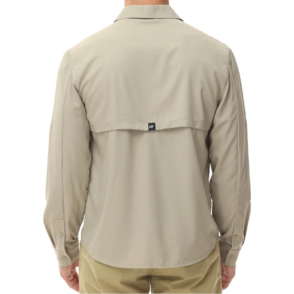 Men's UPF 50+ Long Sleeve Fishing Shirt – Sun Protection Breathable Hiking & Work Shirt with Zipper Pocket