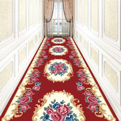 Luxury Classical Corridor Rug — Crystal Velvet Soundproof Washable Carpet for Villa & Hotel Hallway