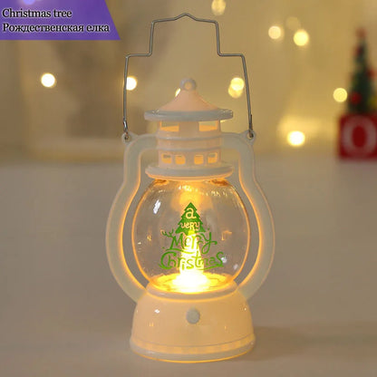 Portable LED Christmas Lanterns – Santa Claus & Snowman Indoor Decor, Battery-Powered for Home Xmas & New Year