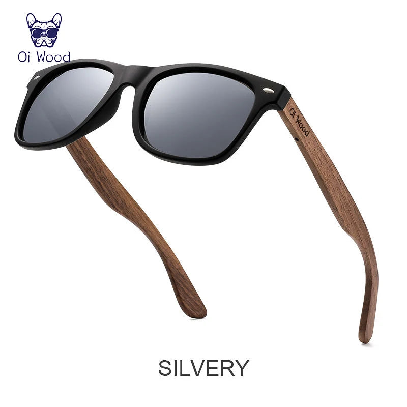 Oi Wood Natural Wooden Polarized Sunglasses for Men – Fashion Sun Glasses with TR90 Frames