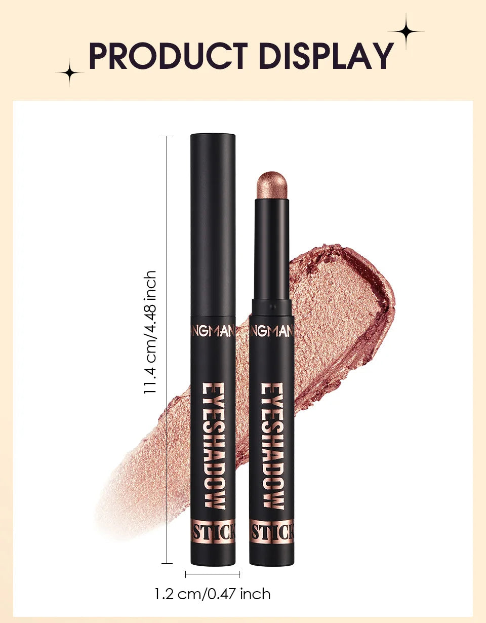 LANGMANNI 16-Color Pearl Waterproof Eyeshadow Stick – Long-Lasting Color & Face Highlight