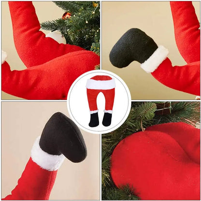 Christmas Santa Leg Decorations – Tree Topper, Fireplace & Hanging Ornaments for Holiday Party Supplies