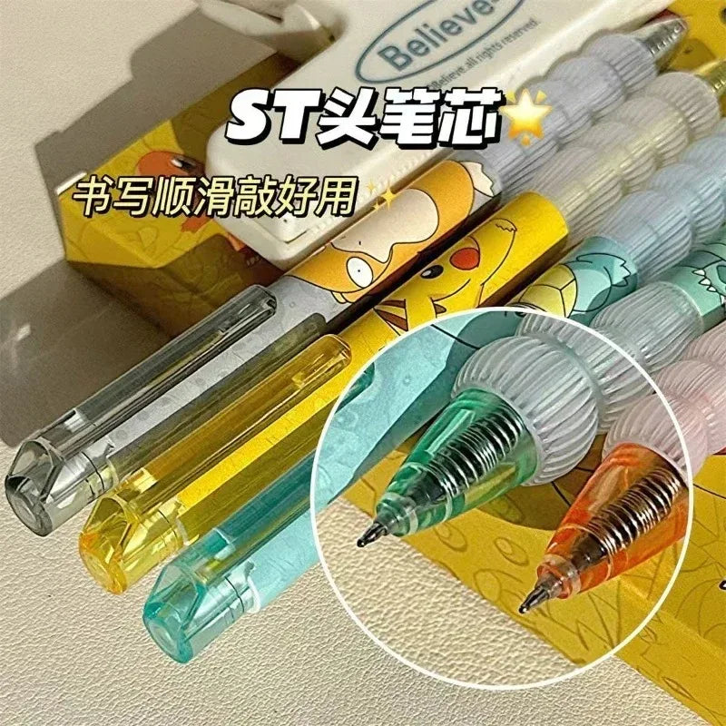 5PCS Pokemon Gel Pens – Pikachu, Charmander & Squirtle Cute Anime Cartoon Stationery for School & Holiday Gifts