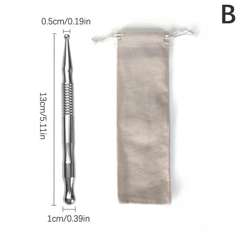 Manual Acupuncture Pen with Terahertz Energy Stone | Trigger Point Massager Stick for Face & Body Relaxation