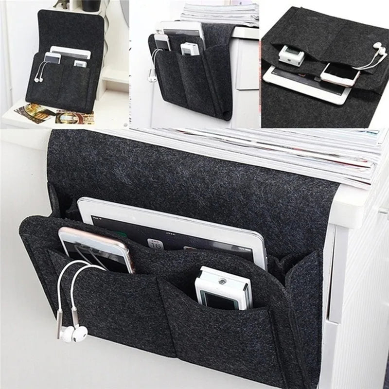 Felt Bedside Storage Organizer - Couch and Bed Caddy with Pockets for TV Remote Control and More