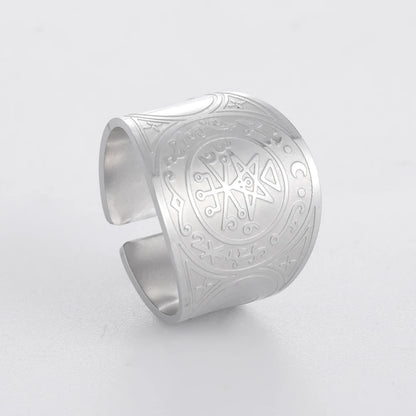 Dawapara 7 Archangels Protection Ring – Metatron Cube, Lilith Symbol, King Solomon Secrets Vintage Amulet Jewelry
