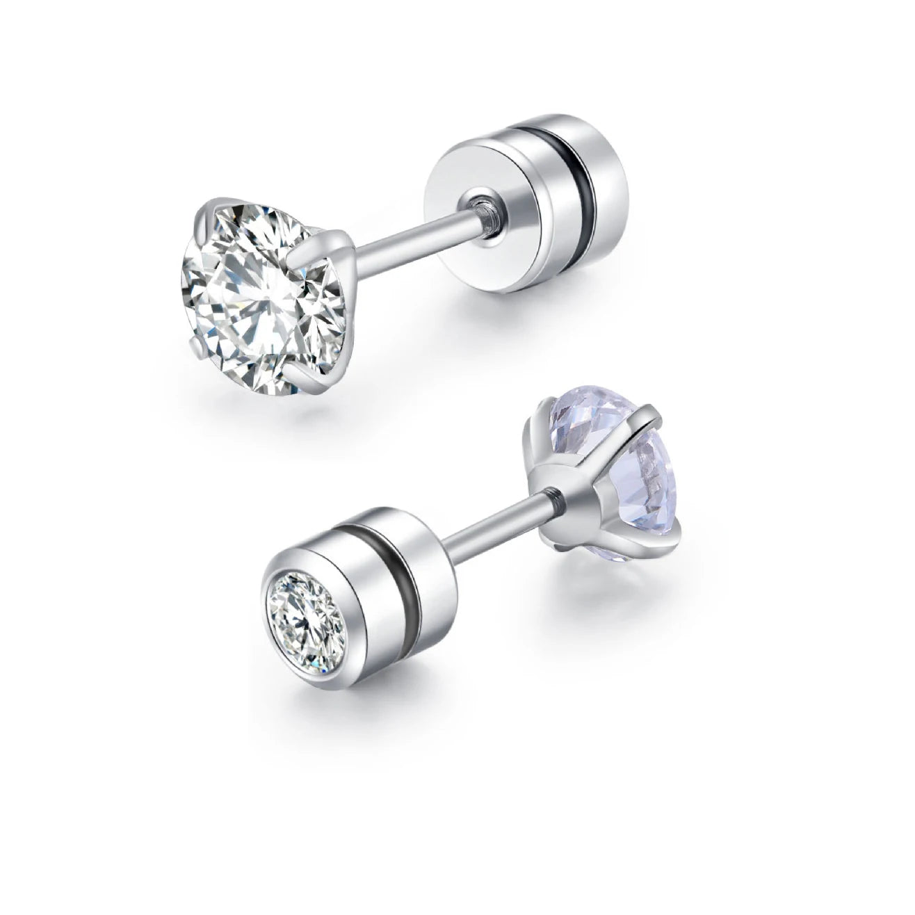Medical Stainless Steel Crystal Zircon Ear Studs – Hypoallergenic Tragus & Cartilage Screw Piercing Earrings Jewelry