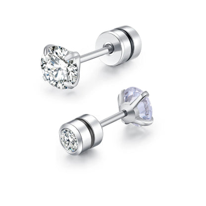 Medical Stainless Steel Crystal Zircon Ear Studs – Hypoallergenic Tragus & Cartilage Screw Piercing Earrings Jewelry