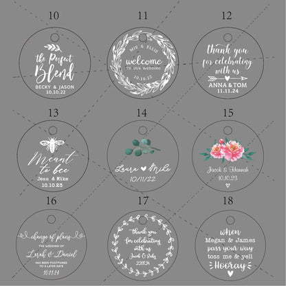 BY49 35mm Kraft & Black Paper Labels – Customizable Name & Date Wedding Decoration Stickers