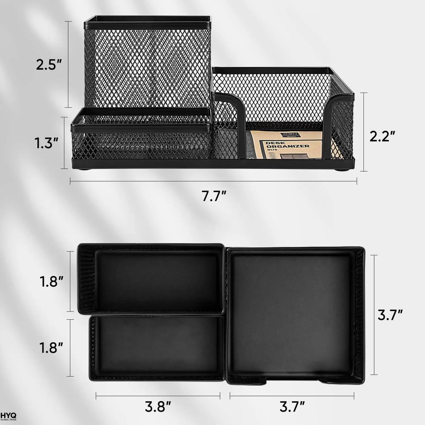 Mesh Desk Organizer Caddy with Pencil Holder and 3 Compartments for Office Desktop Storage – Black Office Supplies Organizer