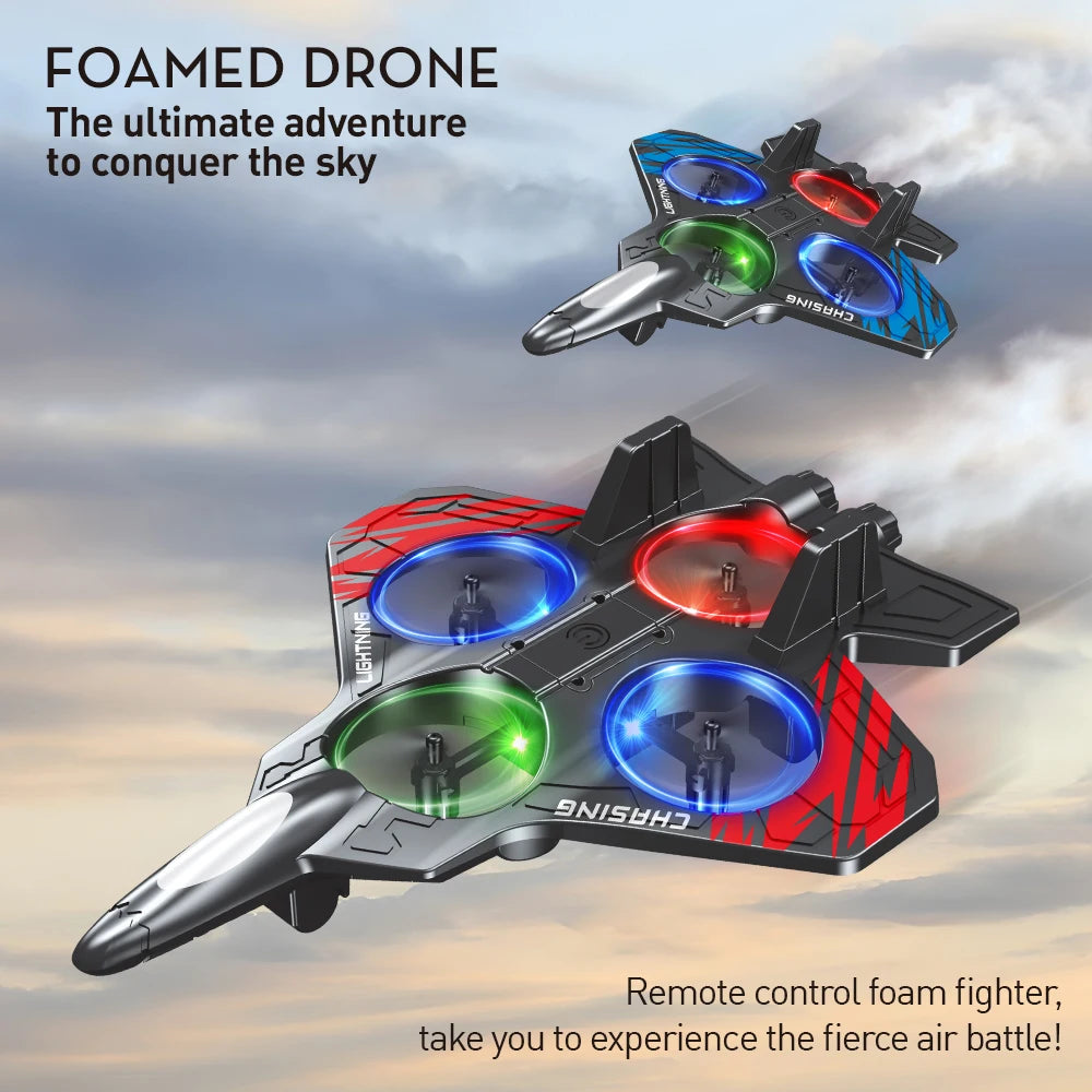 E72 Foam Stunt Aircraft Drone – High-Performance 360° Flip UAV with LED Lights, Fixed Height Hover Remote Control Fighter Toy