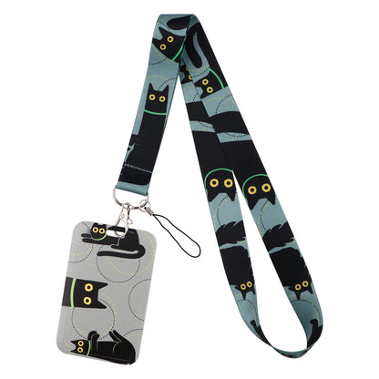 Cartoon Cat Lanyard Keychain – Multifunctional ID Card Badge Holder, Camera USB, Phone Neck Strap Accessories