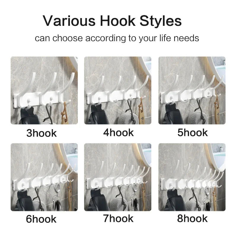 Folding Wall Robe Hooks - Black & White Towel, Coat & Clothes Hanger for Bathroom & Kitchen