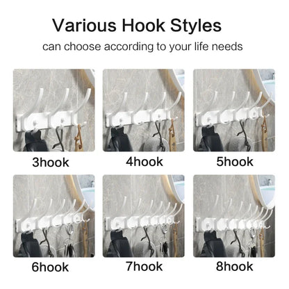 Folding Wall Robe Hooks - Black & White Towel, Coat & Clothes Hanger for Bathroom & Kitchen