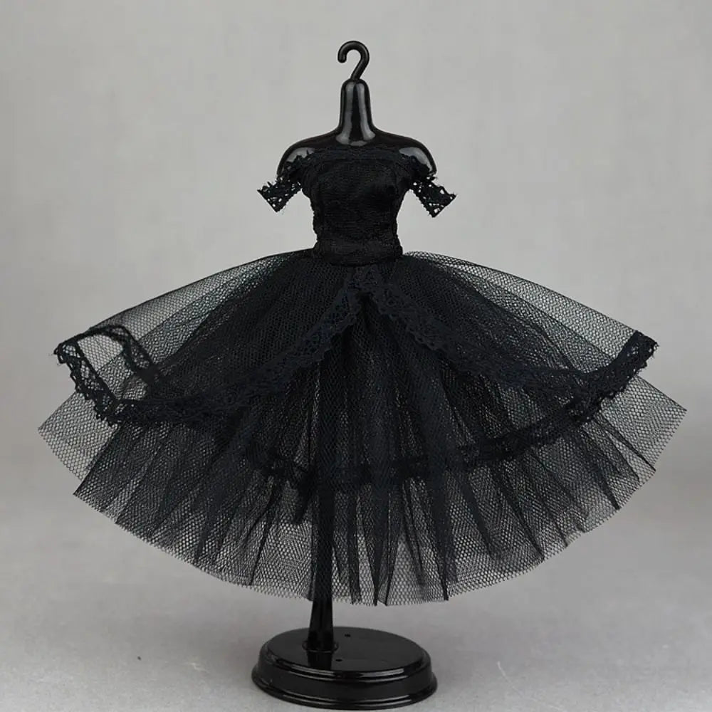 Mini Black Princess Doll Dress – Multilayer Lace Tutu Party Outfit for Blythe & BJD Dolls