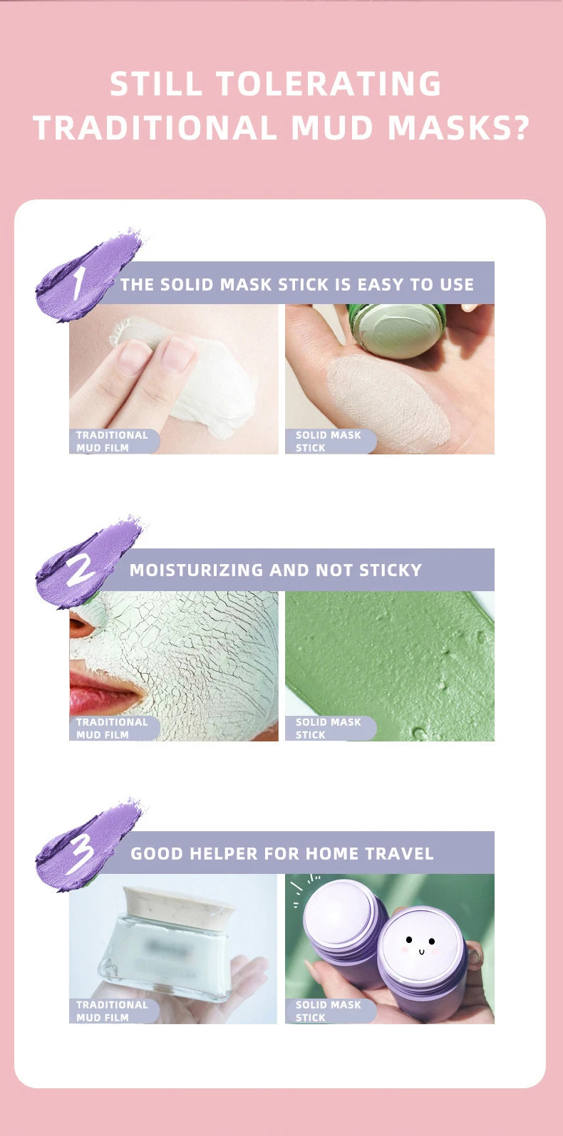 Green Tea & Honey Peach Facial Mask Stick – Pore Cleansing, Moisturizing & Charcoal Mud Mask