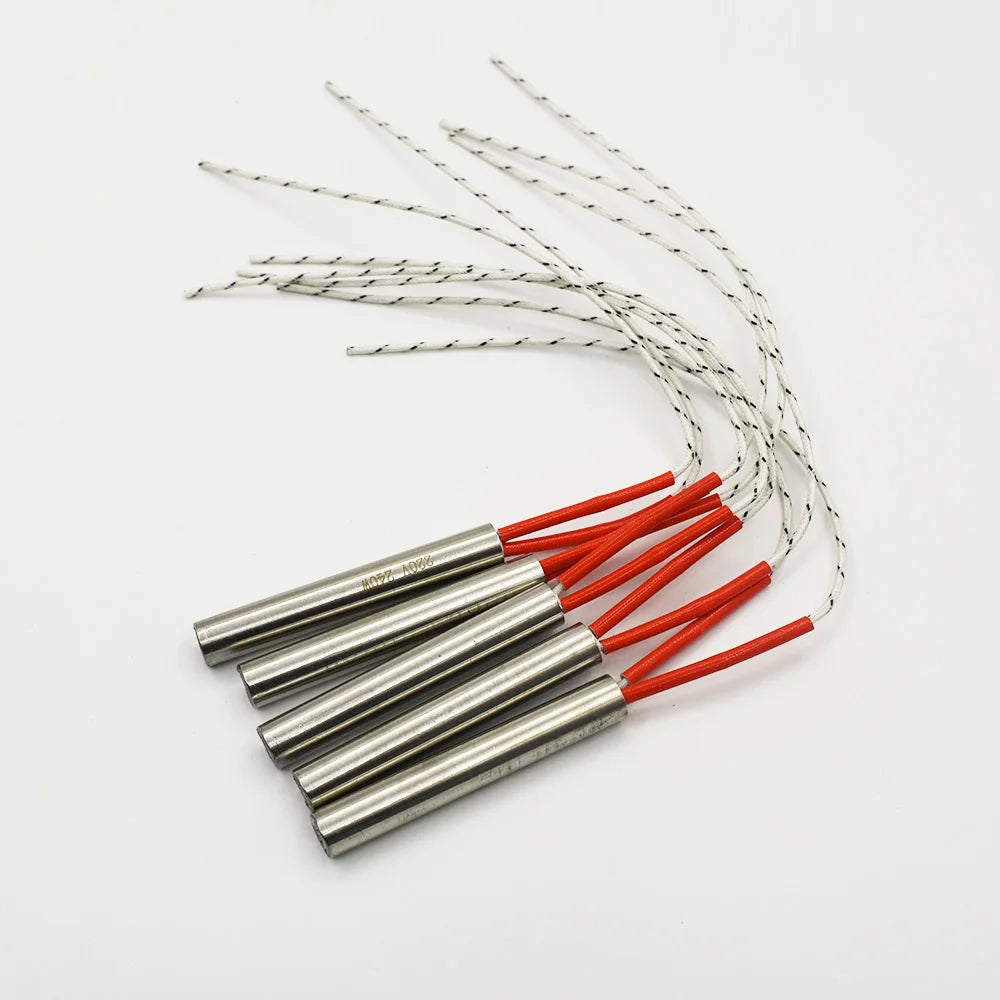 5pcs 220V Stainless Steel Cartridge Heaters - 6mm Tube Heating Elements 80W-300W Custom Sizes