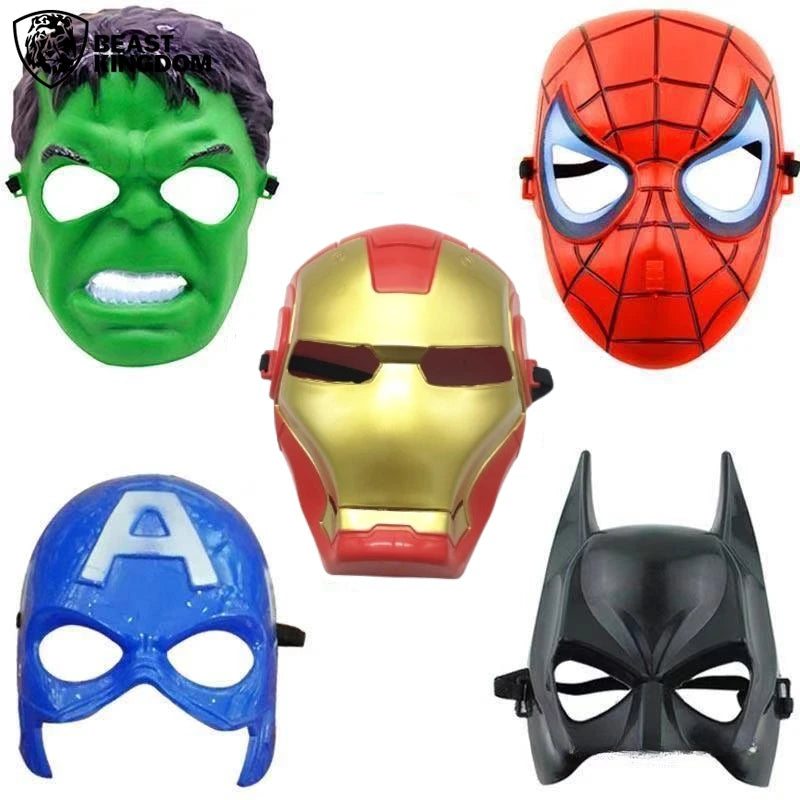 BEAST KINGDOM Spider-Man, Hulk, Batman, and Ironman Masks - Cosplay Party Props for Boys and Girls, Halloween Dress-Up Gift