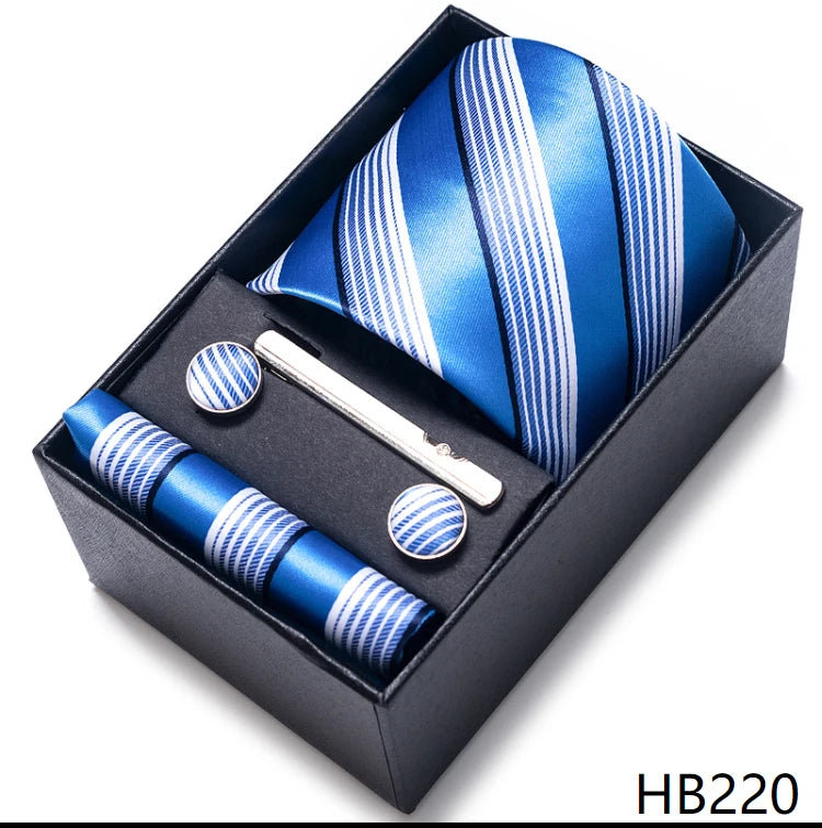 Men’s Tie and Pocket Square Gift Set – 2023 Mixed Colors Paisley Necktie in Box, Wedding Suit Accessory