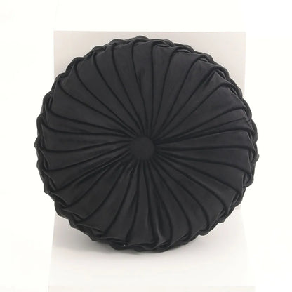 3D Pleated Dutch Velvet Pumpkin Throw Pillow – Hand-Sewn Lumbar Backrest Cushion for Sofa, Bed & Office Chair