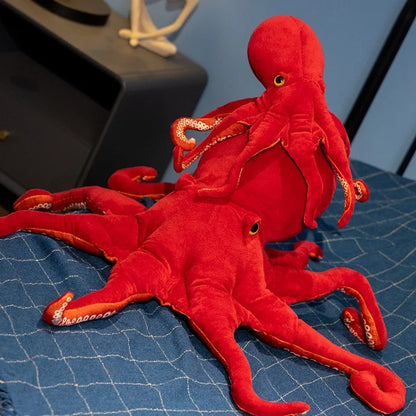 Lifelike Octopus Plush Toy — 40-75cm Red Stuffed Sea Animal Doll for Kids Gifts