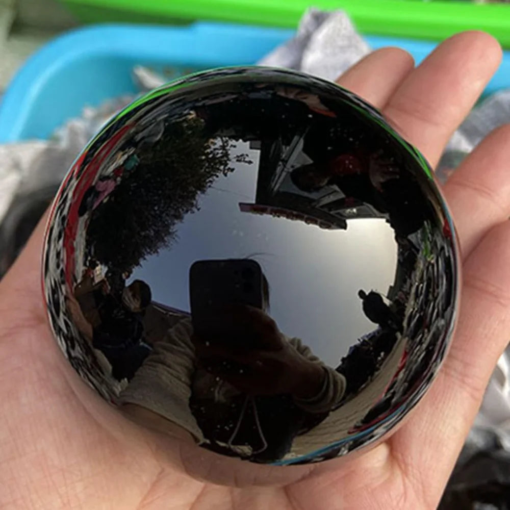 Natural Black Obsidian Healing Sphere – Reiki Crystal Magic Ball for Feng Shui & Home Decor