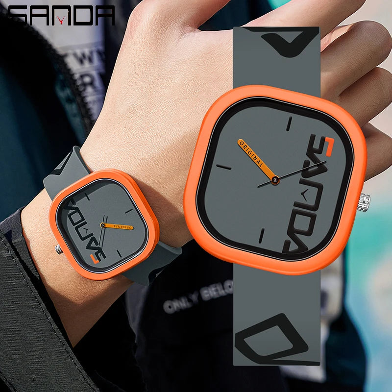 SANDA Men’s Quartz Sports Watch - Waterproof Silicone Strap with Simple Luxury Casual Design