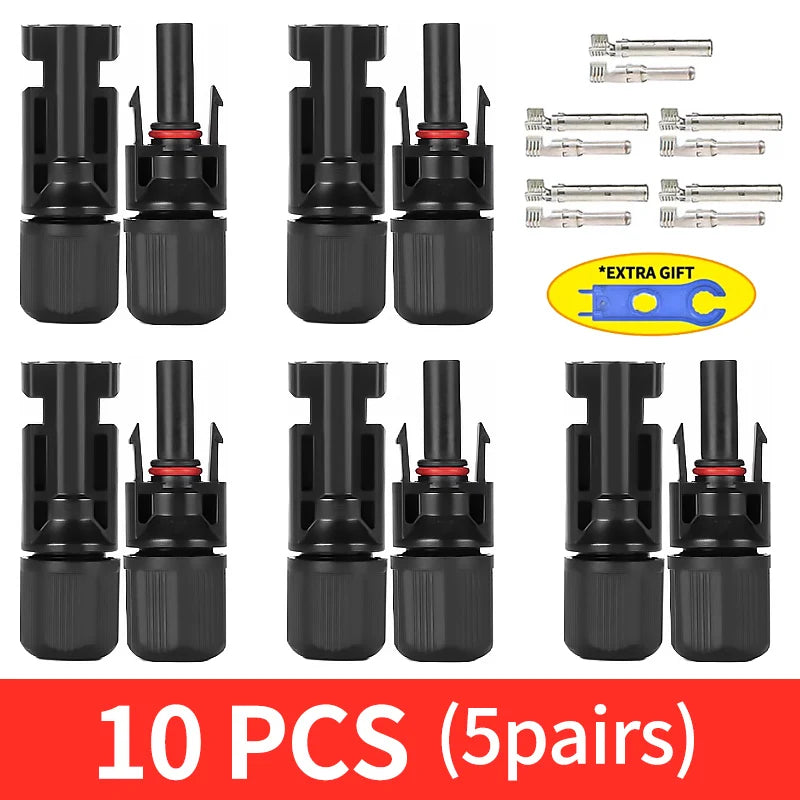 Solar PV Connector Kit - 1000V DC 30A Waterproof Plug Connectors for MC4 Cable Wiring