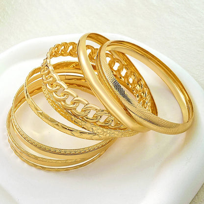 10-Piece Bohemian Retro Wide-Face Gold & Silver Bracelet Set for Weddings and Banquets