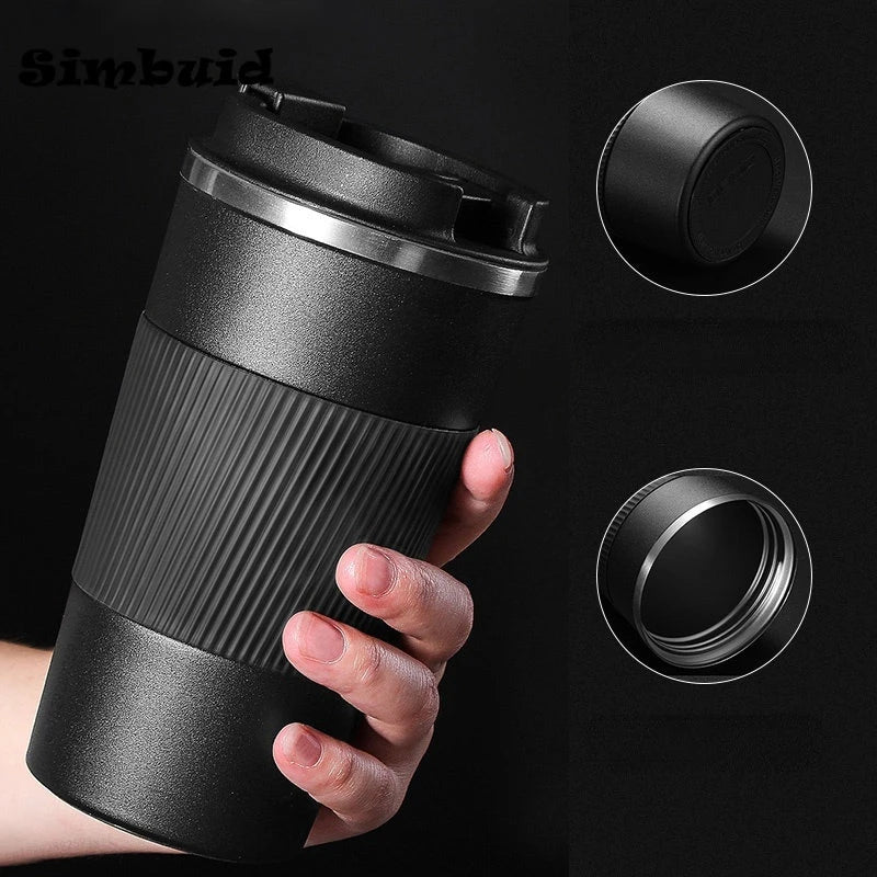 380ml/510ml Stainless Steel Coffee Mug – Thermal Travel Mug, Non-Slip Insulated Bottle for Car & Cafe