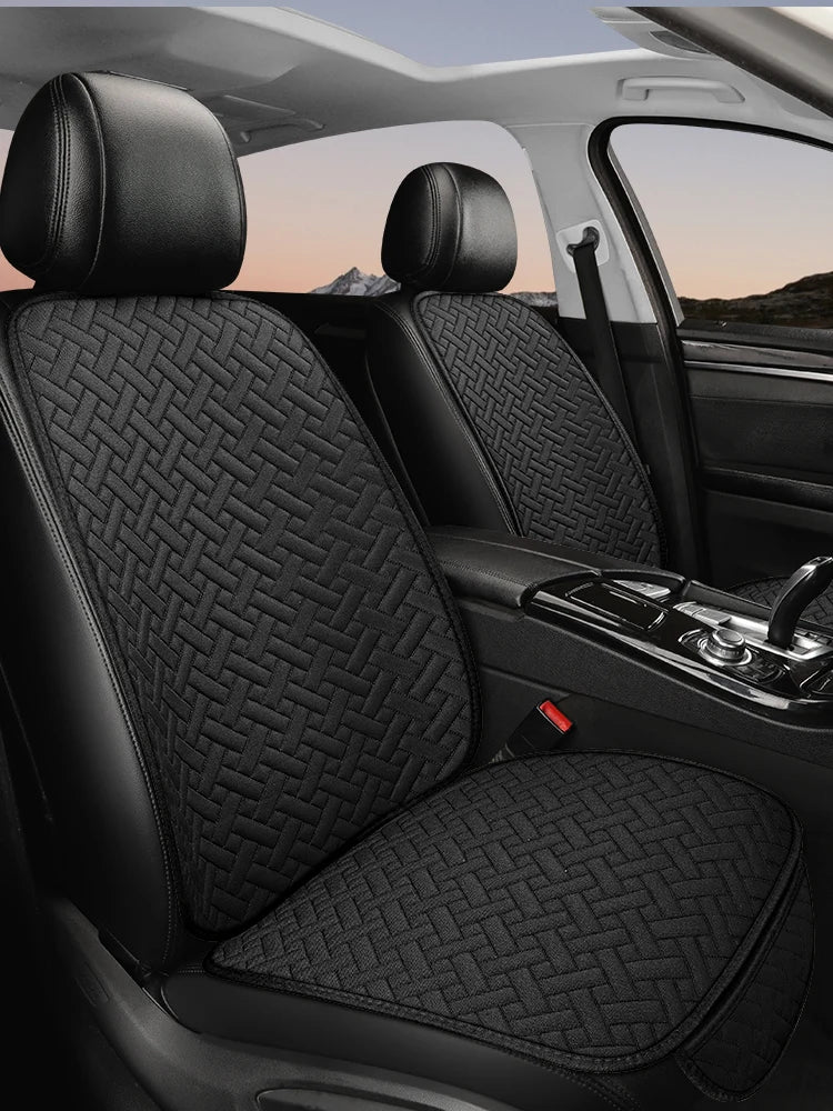 Universal Linen Car Seat Cushion - All-Season Driver Seat Cover with Waist Support