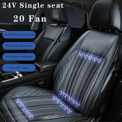12/24V Car & Home Ventilation Massage Seat Cushion — Breathable Cooling & Heated Massage Pad