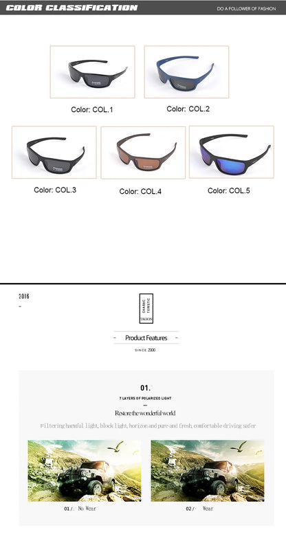 Men's Polarized Sport Sunglasses – UV400 Hiking Glasses with Polaroid Lenses, TG5104 Hipster Style