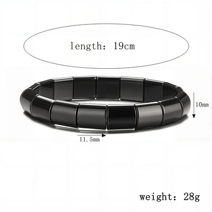 Natural Obsidian Half Moon Bracelet - Irregular Black Stone Beads Men's Fashion Accessory