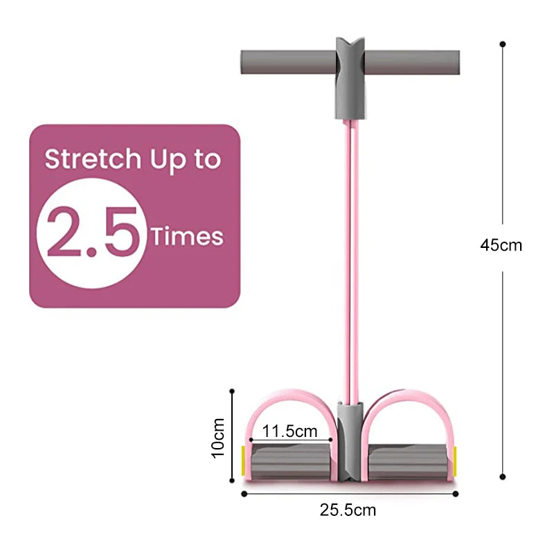 4-Tube Resistance Band with Yoga Pedals - Elastic Pull Rope for Abdominal, Waist, Arm Training & Home Fitness