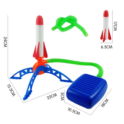Kid Air Rocket Foot Pump Launcher: Outdoor Stomp Soaring Rocket Toy Set - Child's Play Jump Sport Games, Fun Toys for Children