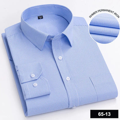 Men’s Plaid Stripe Long Sleeve Shirt - Casual Business Formal Office Shirt with Single Pocket for All Seasons