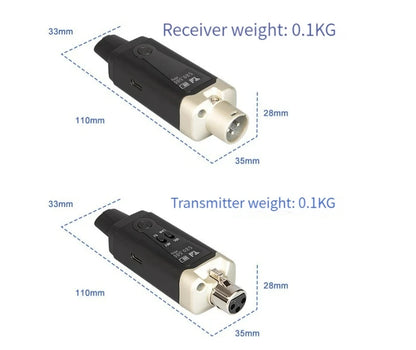 Wireless Microphone System - XLR Mic Converter Adapter with UHF Transmitter for Condenser & Dynamic Mics