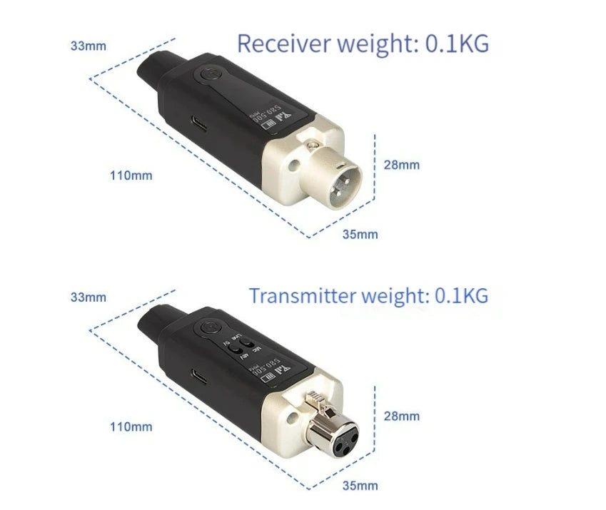Wireless Microphone System with XLR Converter Adapter – UHF Automatic Transmitter for Condenser & Dynamic Mics