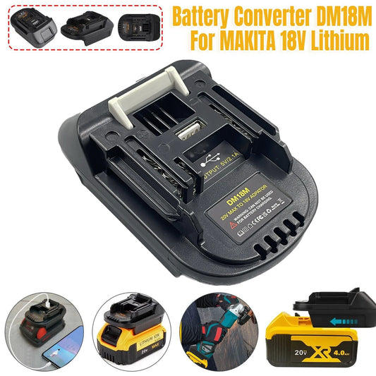 DM18M Battery Adapter for Makita 18V Tools – Convert Dewalt 20V & Milwaukee M18 Batteries to Makita 18V Battery