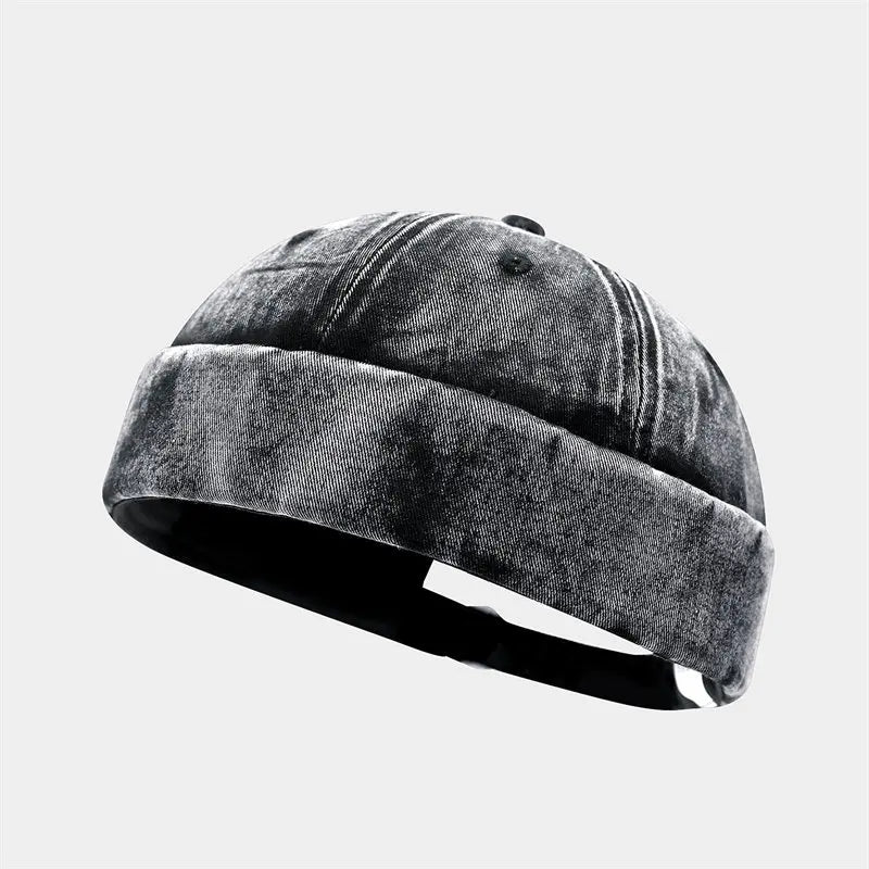 Cotton Print Docker Cap - Four Seasons Brimless Sailor Style Hat for Men & Women