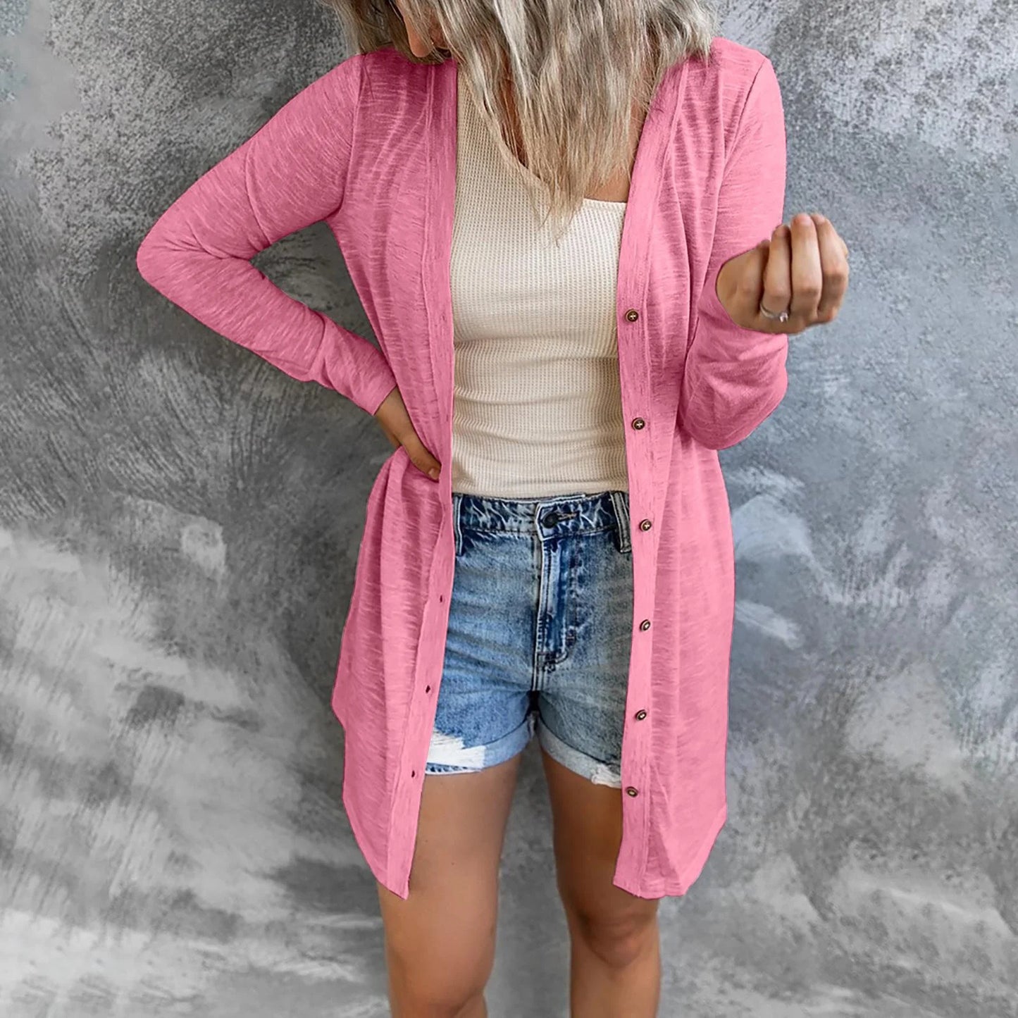 Summer Women’s XS-8XL Cardigan – Sunscreen Long Sleeve Coat, Casual Solid Top, Versatile Plus Size for Spring & Autumn