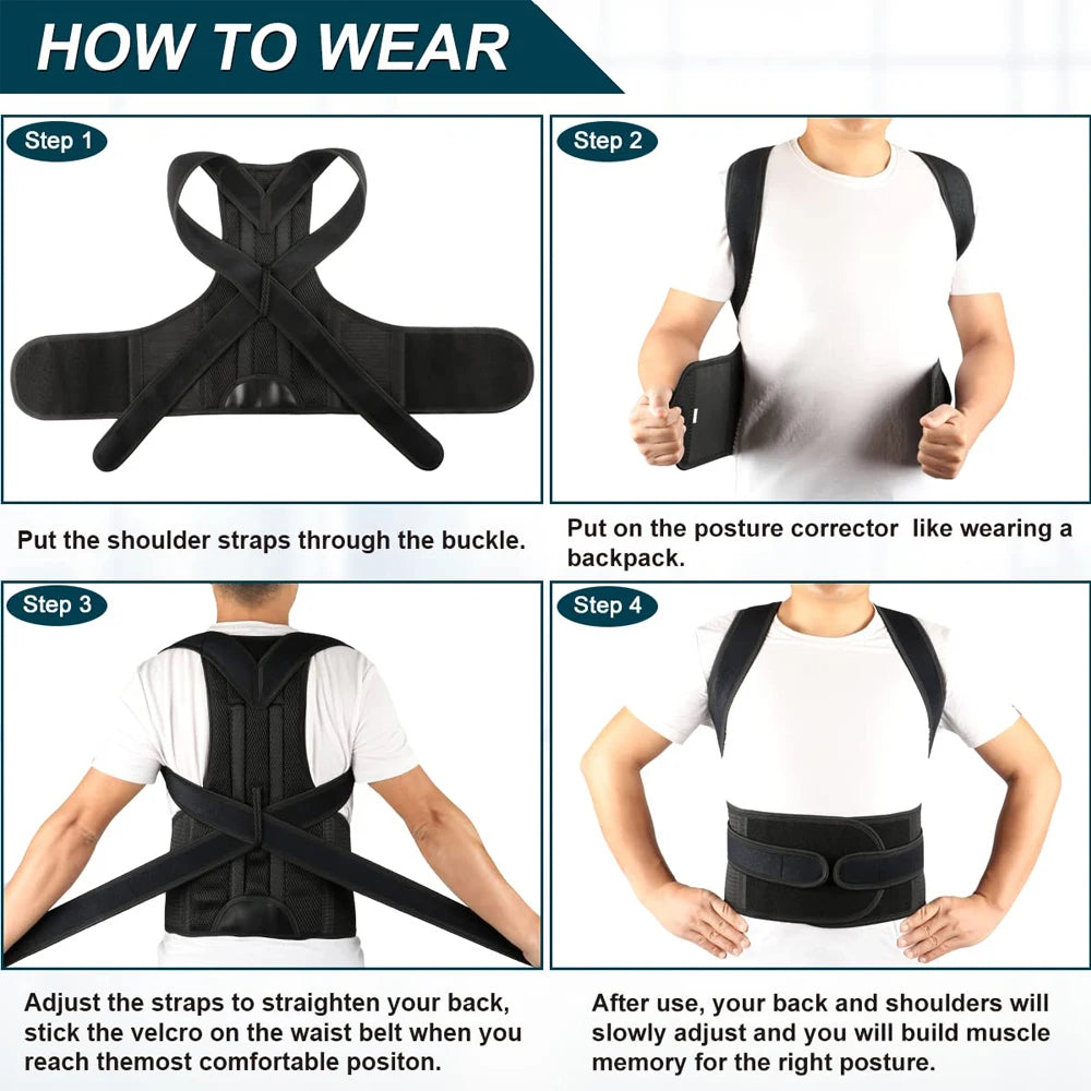 Back Brace Posture Corrector — Adjustable Back Straightener for Women & Men | Scoliosis & Hunchback Correction Posture Trainer