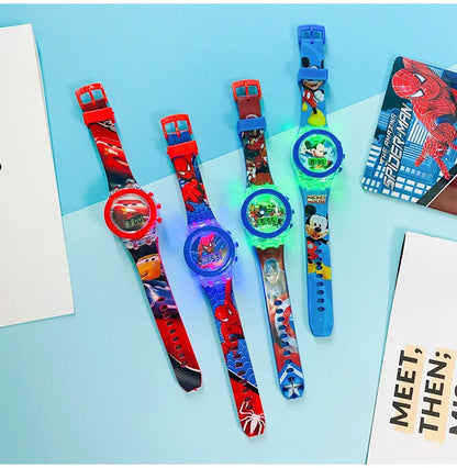 Flash Light Spiderman Kids Watch – Cartoon Hello Kitty & Mickey Design for Boys & Girls, Student Gift with Free Shipping
