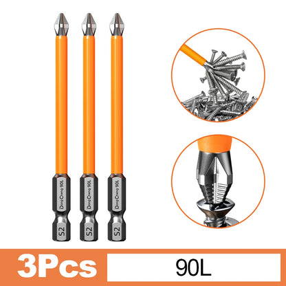 Magnetic Anti-Slip Screwdriver Bit Set - S2 Alloy Steel Impact Resistant Hex Shank Bits for Power Tools