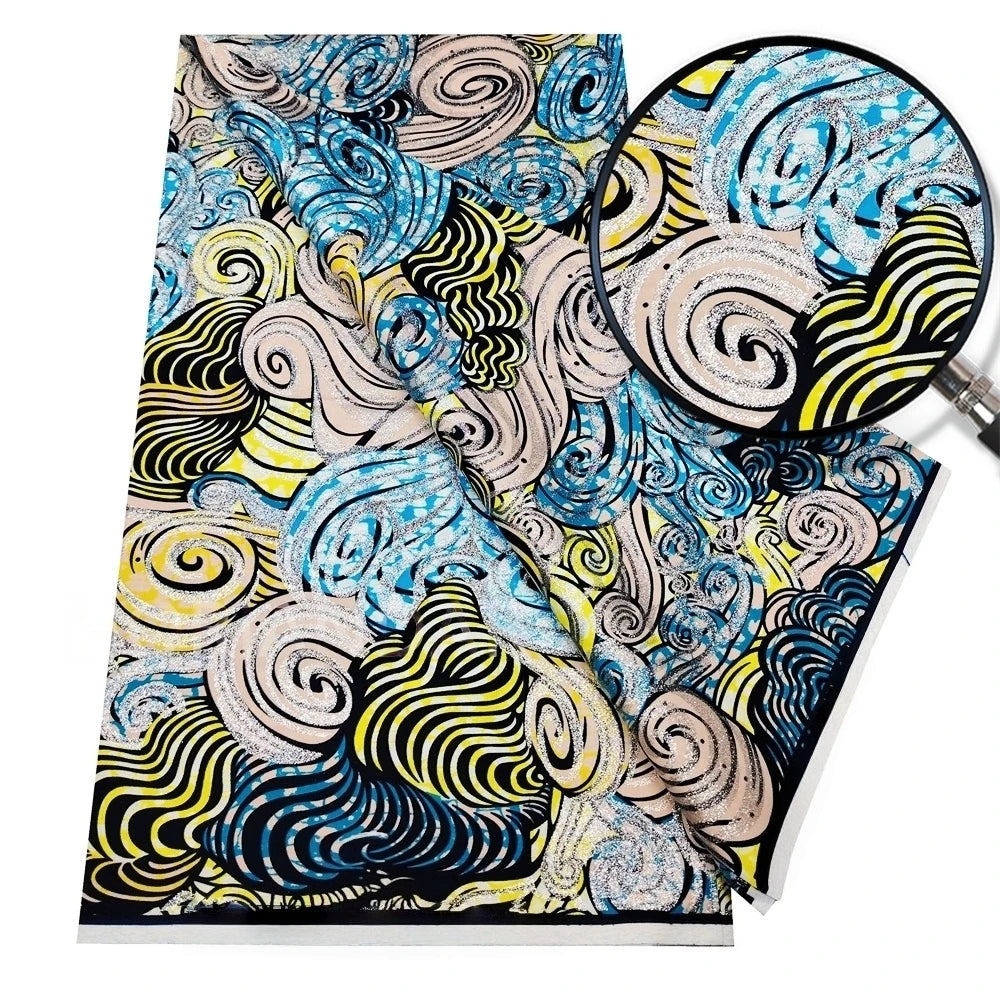 Original African Wax Print Fabric - 6 Yards 100% Cotton Nigerian Ankara Sewing Material for Women’s Dresses