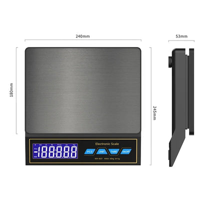 LCD Digital Kitchen Scale 30kg/1g – Rechargeable Stainless Steel Precision Electronic Weighing Scale for Food, Baking & Jewelry