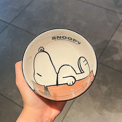 New Cute Snoopy Ceramic Bowl Set – Kawaii Anime Cartoon Tableware for Home & Gift