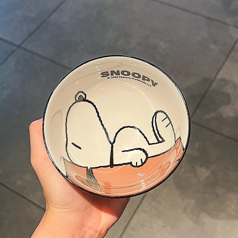 Cute Snoopy Ceramic Bowl Set — Kawaii Anime Tableware, High-Value Household Gift Set